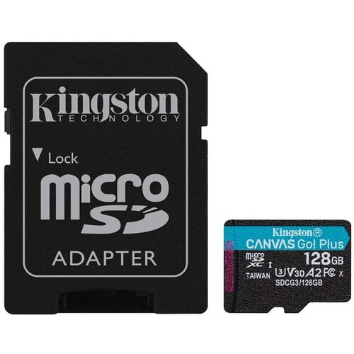 Kingston U3 V30 microSDXC 128GB Canv as Go Plus 170R A2 + adapter SDCG3/128GB memorijska kartica Slike