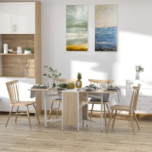  Sklopivi blagovaonski stol hrastovo drvo i metalni okvir 169x60x75 cm Slike