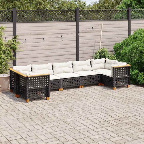  7-dijelni set vrtnih sofa od poliratana s jastucima crni Crna 63.5 x 63.5 x 62 cm Cene