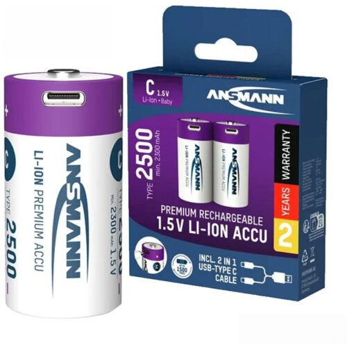 Ansmann Punjiva Li-Ion 1.5V 2500mAh C sa USB tip C ulazom za punjenje 2 komada Cene