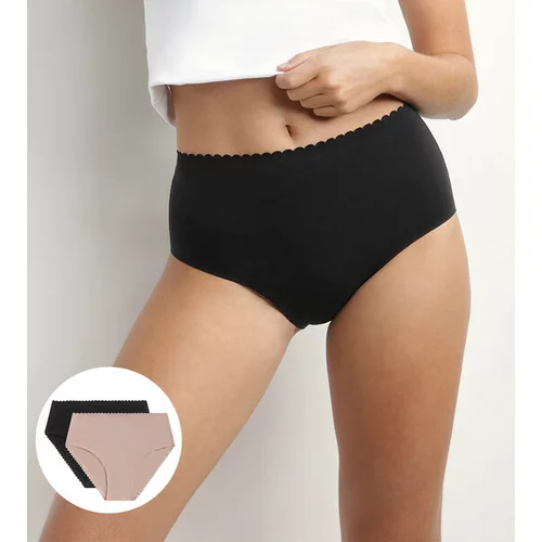 DIM BODY TOUCH HIGHWAIST BRIEF - Women's panties 2pcs - black - beige