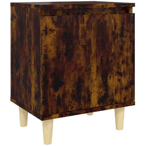 Maison Chic Nočna omarica - Nočna miza z lesenimi nogami dimljeni hrast 40x30x50 cm, (21687237) Slike
