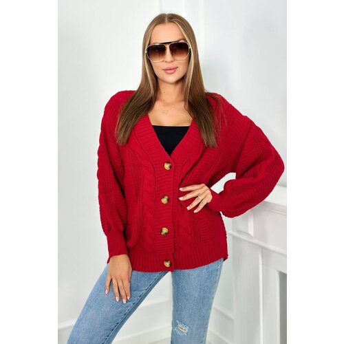 Kesi Button-down sweater with puff sleeves red Slike