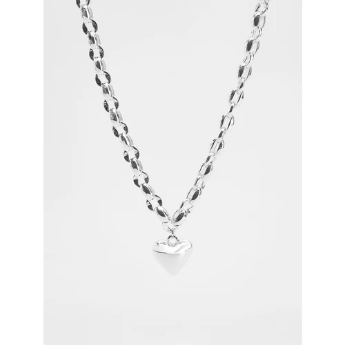 Reserved ogrlica choker v srebrnem odtenku z obeskom v obliki srca - srebrna
