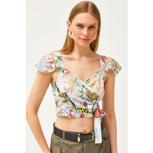 Olalook Women's Jungle Multicolored Mos Crepe Blouse with Side Zipper and Sleeve Detail Cijene