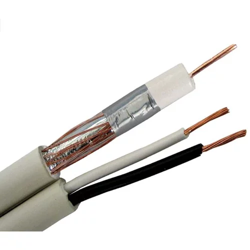 Cabletech koaksialni kabel RG59U + 2 x 0,50 mm2, bel plašč
