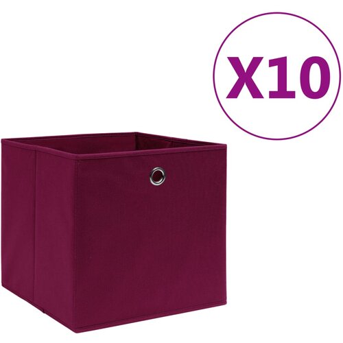vidaXL Škatle 10 kosov netkano blago 28x28x28 cm temno rdeče Cene