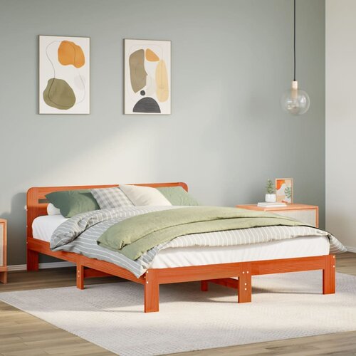 vidaXL Posteljni okvir brez vzmetnice voščeno rjav 160x200 cm borovina Cene