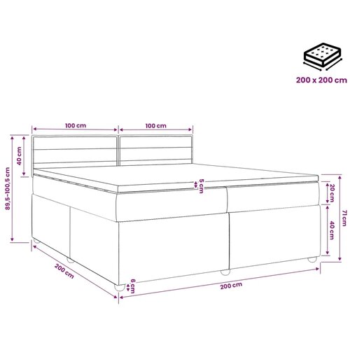 Boxspring krevet s madracem Tamno smeđa 200 x 200 cm Tkanina - Tamno smeđa 200 x 200 cm Dizajn linija Slike
