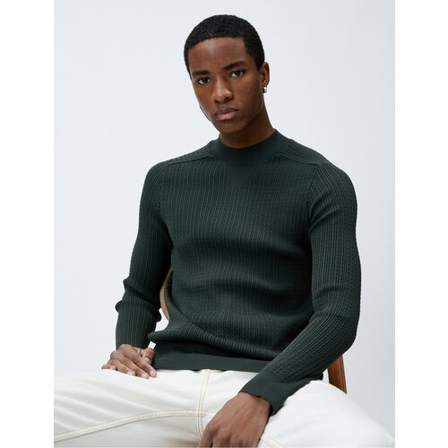 Koton Knitwear Sweater Textured Crew Neck Slim Fit Slike