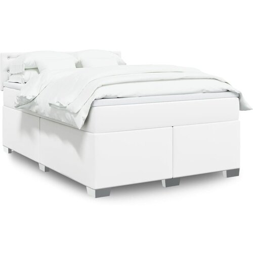 vidaXL Box spring postelja z vzmetnico bel 160x200 cm umetno usnje Cene