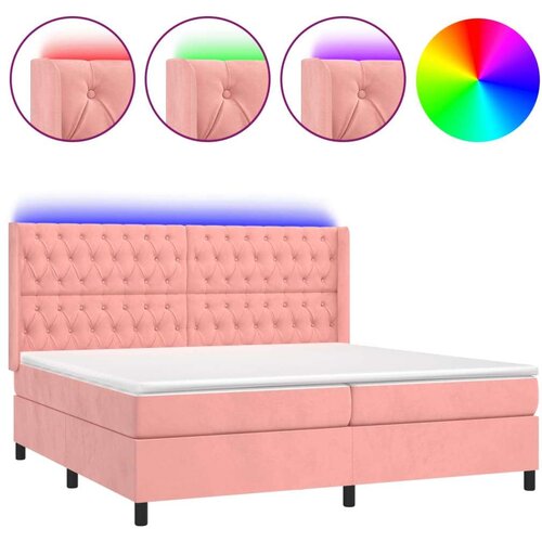  Krevet box spring s madracem LED ružičasti 160x200cm bar&amp;scaron;unasti Slike