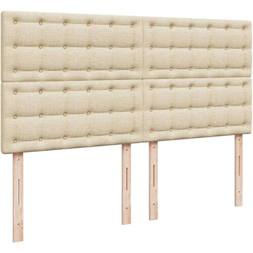 VidaXL Krevet s oprugama i madracem krem 200 x 200 cm od tkanine Slike