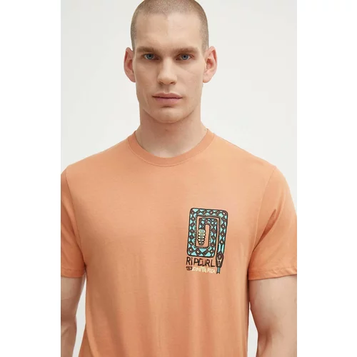Rip Curl Pamučna majica za muškarce, boja: narančasta, s tiskom