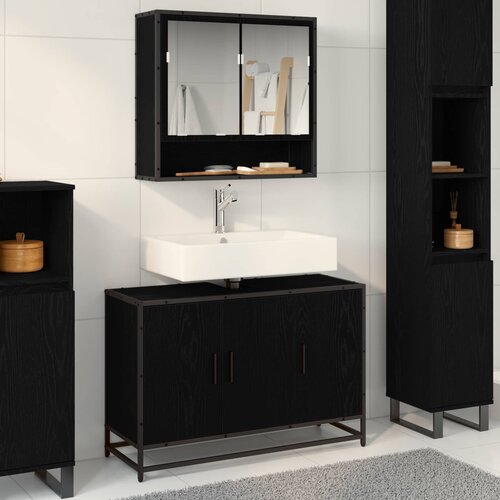  Kupaonski ormar Crni hrast 90 x 33 x 60 cm Konstruirano drvo Cijene