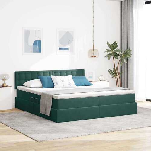  Postelja s shranjevanjem z vzmetnico Temno zelena 100 x 200 cm, (5000100632) Cene