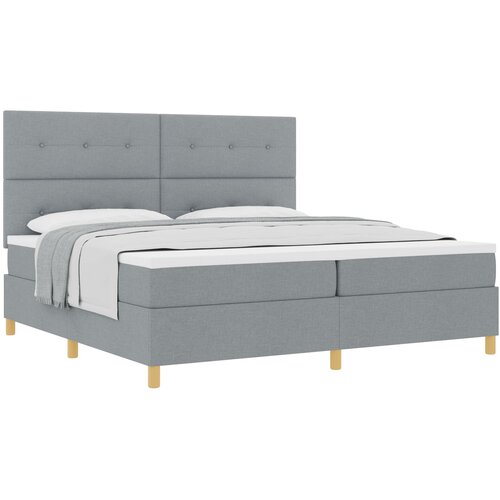 VidaXL Krevet s opružnim madracem Svjetlosiva 200x200 cm Tkanina Slike