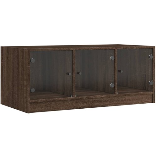 Maison Chic Klubska mizica - kavna mizica - Nizka mizica s steklenimi vrati rjavi hrast 102x50x42 cm, (21753137) Cene