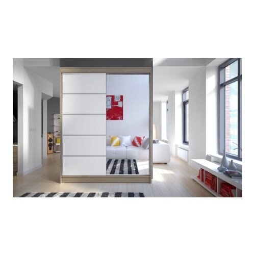 Art Invest Klizni plakar Cameron III Sonoma/Belo sa ogledalom 1500X2000X580 Cene