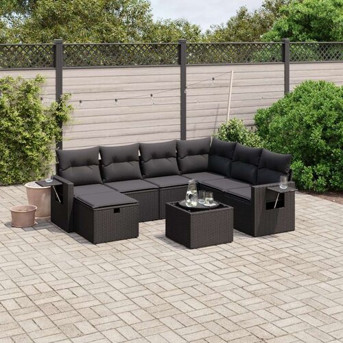  8-dijelni set vrtnih sofa od poliratana s jastucima crni Cijene