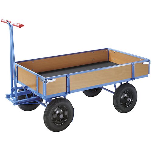 eurokraft pro ročni ploski voziček, nosilnost 1000 kg, s 4 stranicami, nakladalna površina 1210 x 760 mm, kolesa z zračnico Cene