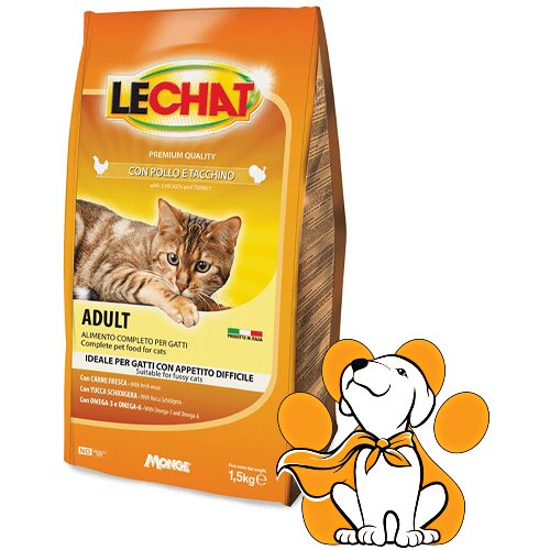 Lechat Adult Kibbles With Chicken And Turkey 1.5kg, Piletina i Ćuretina Slike