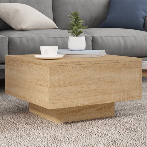 VidaXL Stolić za kavu s LED svjetlima boja hrasta sonome 55x55x31 cm Slike