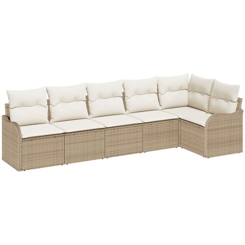vidaXL 6-dijelni vrtni set sofe s jastučićima bež poli rattan, 2-sjedna vrtna sofa s jastučićima bež poli rattan Cijene