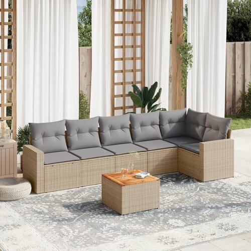 vidaXL 7-dijelni set vrtnih sofa od poliratana s jastucima bež Cijene