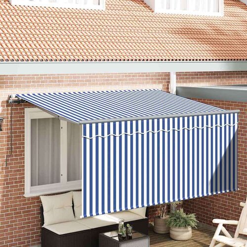  Skrovita tenda Plava i bijela 300 x 200 cm Poliester i aluminij Cene