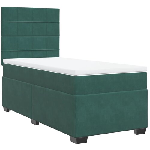 VidaXL Box spring krevet s madracem tamnozeleni 90x190 cm bar&amp;scaron;unasti Slike