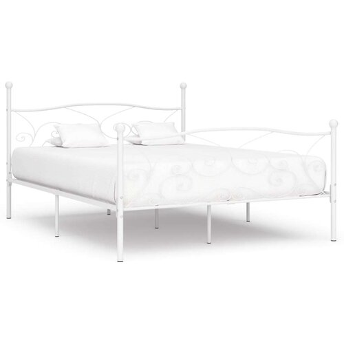  Za krevet s podnicama bijeli metalni 180 x 200 cm Slike