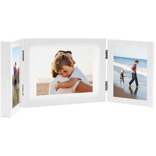 vidaXL Trodijelni okvir za fotografije bijeli 22x15 cm + 2x (10x15 cm)