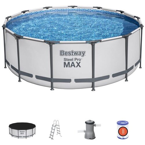 Bestway Okrugli bazen sa metalnim okvirom/ merdevinama i filter pumpom 396x122cm Steel Pro MAX Set Cene