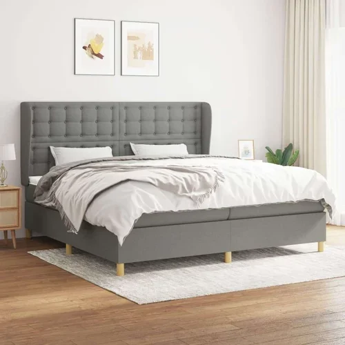  Box spring postelja z vzmetnico temno siva 200x200 cm blago, (20899344)