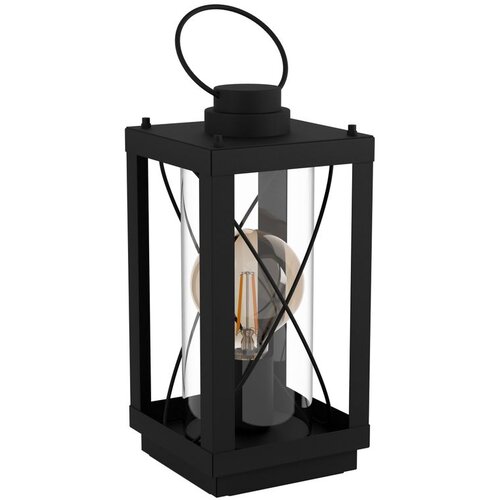 Eglo stona lampa BRADFORD 1 E27 40,5 cm crni fenjer providno staklo 43624 Slike