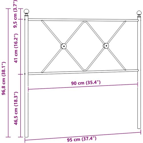  Metalno zamjensko uzglavlje crno 90 cm Slike