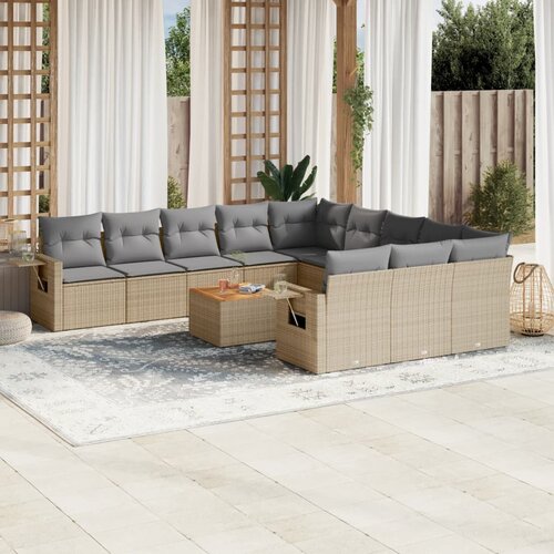 vidaXL 12-dijelni set vrtnih sofa s jastucima bež od poliratana Cijene
