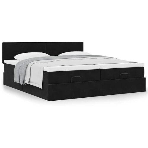 VidaXL Otomanski okvir kreveta s madracima crni 180x200cm bar&amp;scaron;unasti Slike