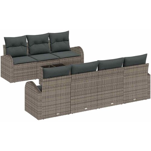 vidaXL Vrtna sedežna garnitura 8 pcs Siva Poli ratan, jeklo in steklo, (5000134854) Cene
