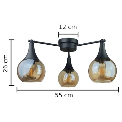  Plafonski luster STAR 3xE27/60W/230V crna/dimljeno bež Slike