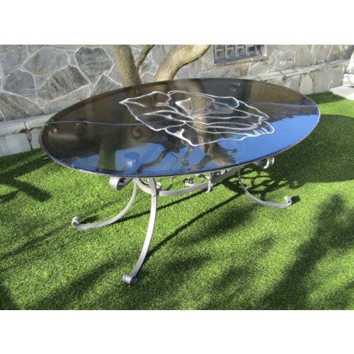  Rono kovana ovalna miza s steklom 180x120cm Slike