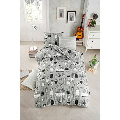 Hanah home komplet posteljine Cactus, 160x220cm, Siva Slike