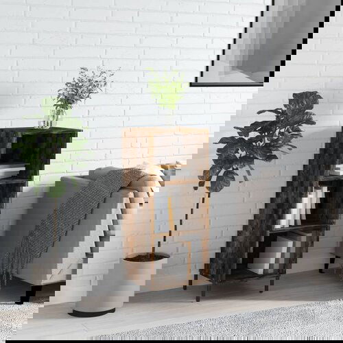 VidaXL Komoda dimljeni hrast 34,5x32,5x90 cm inženirski les Slike