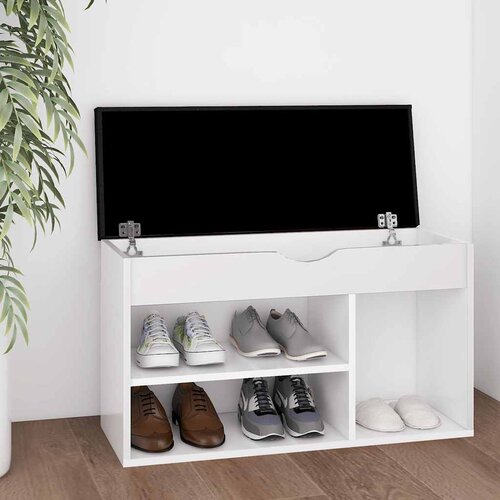  Klupa za cipele s jastukom bijela 80x30x47 cm konstruirano drvo Slike