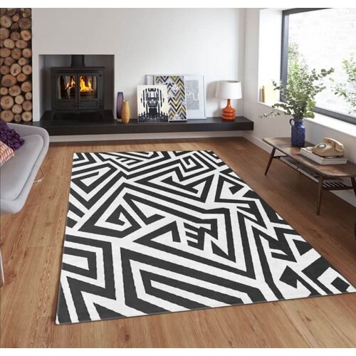 Tepih sa gumenom podlogom 120x180cm - geometric crno-beli, TG-1121 Slike
