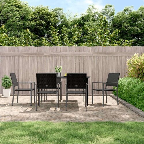  Vrtne stolice 6 kom crne 54 x 62 5 x 89 cm od poliratana Slike