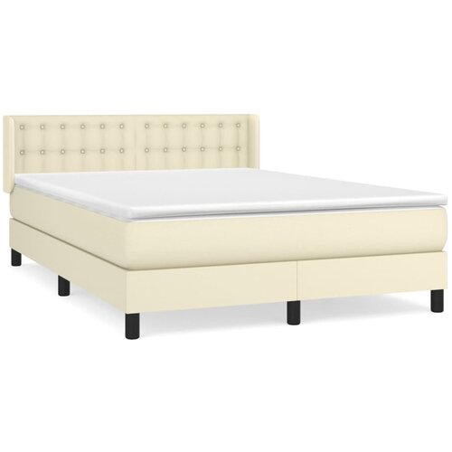 vidaXL Box spring postelja z vzmetnico krem 140x190 cm umetno usnje, (20901969) Cene