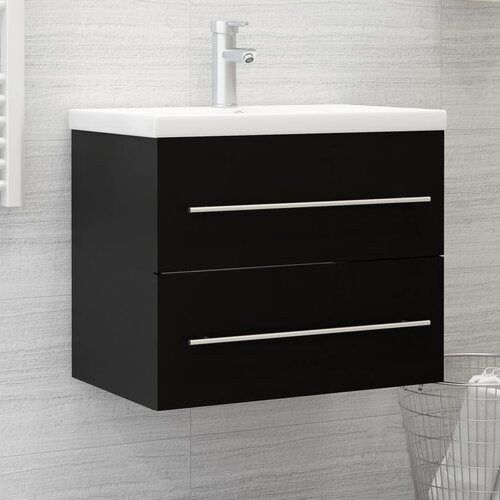 vidaXL Omarica za umivalnik črna 60x38,5x48 cm iverna plošča Cene