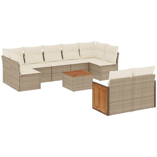 vidaXL 10-dijelni set vrtnih sofa s jastucima bež od poliratana Cene